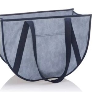 Thirty one round Utility tote denim distressed